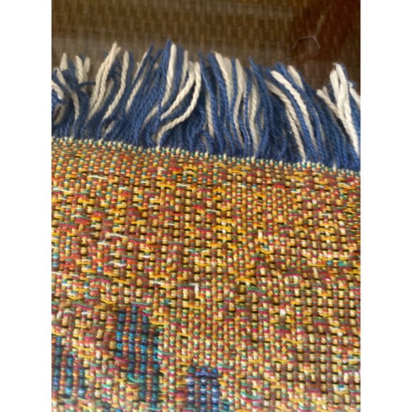 Goodwin Weavers Star of David Throw Blanket 57x45 Judaica Tapestry Cotton Fringe - Picture 10 of 11